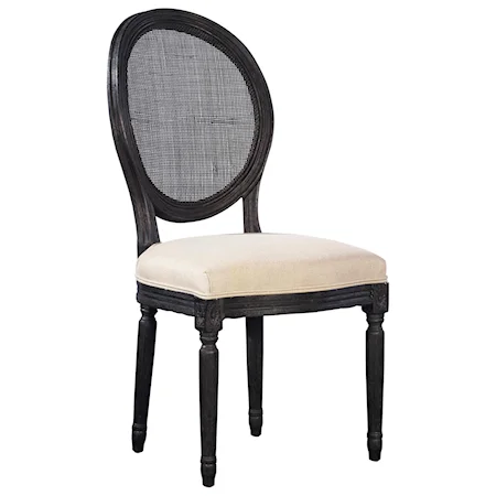 Louis XVI Style Renton Side Chair, Black Finish